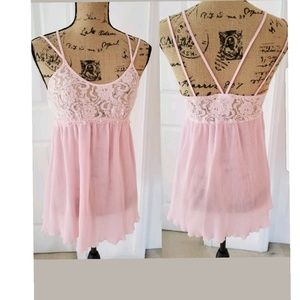 FIIRM PRICE babydoll nightgown Sm pink accordion sexy